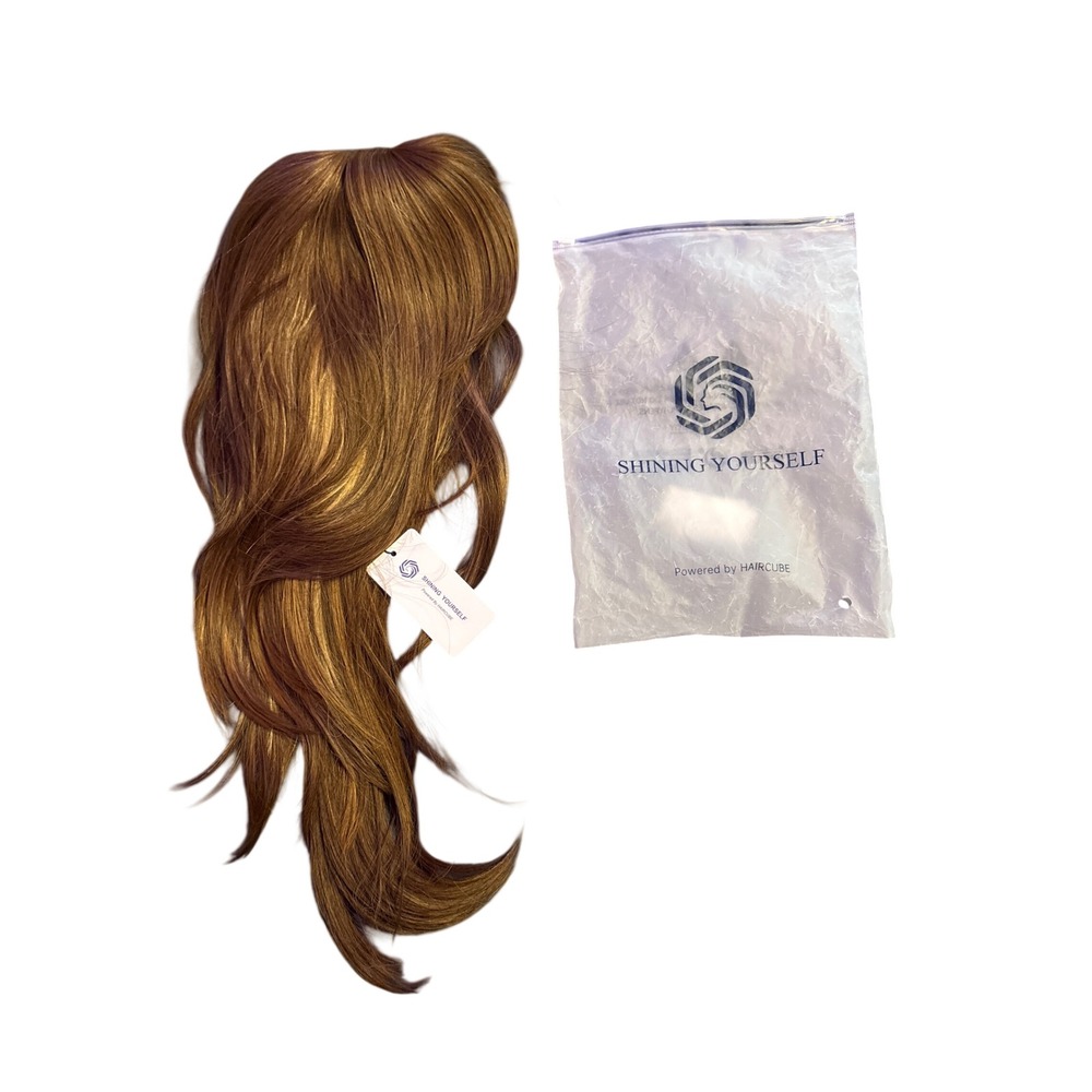 NEW Shining Yourself Haircube Women's Auburn Brown Highlighted Layered Wig 23"